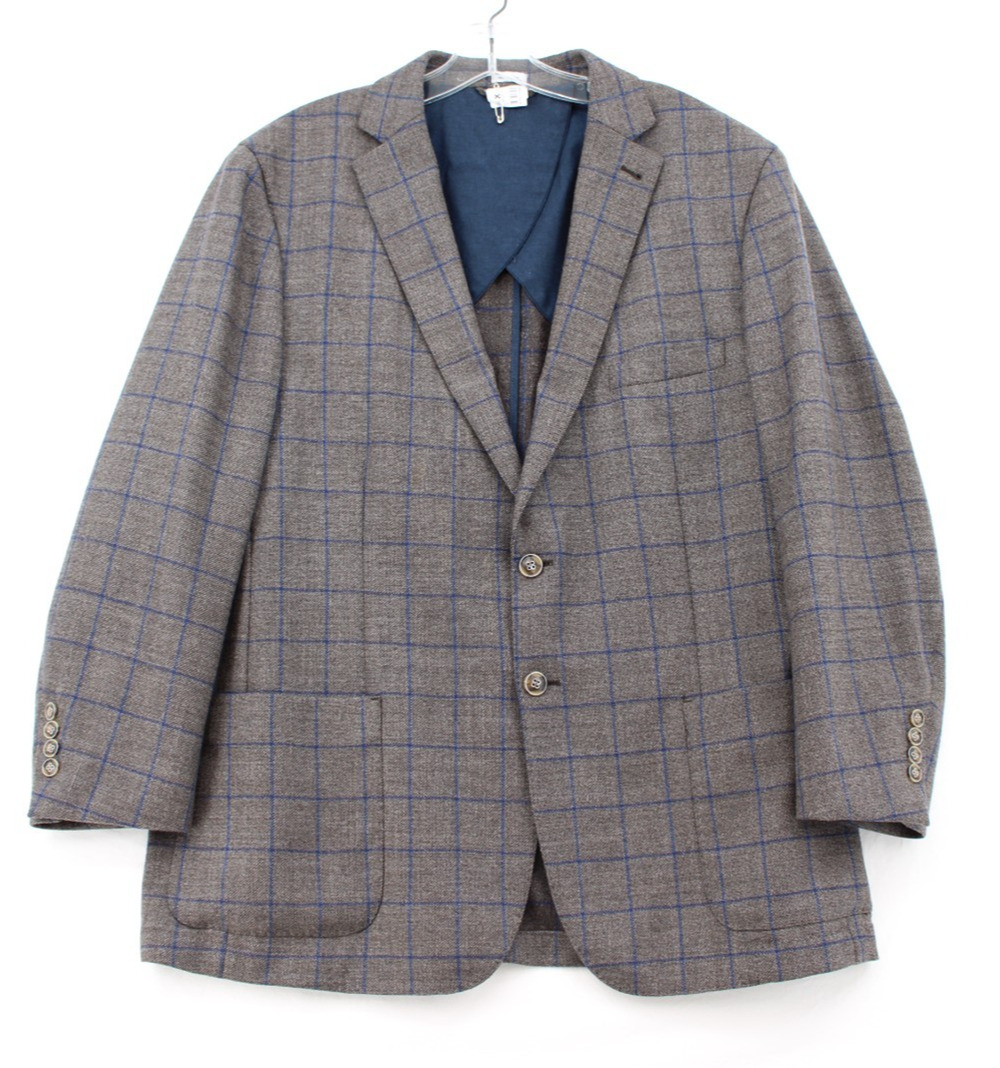 Peter Millar Crown Soft Jacket Mens XL Regular Gray Knit Windowpane Double Vent